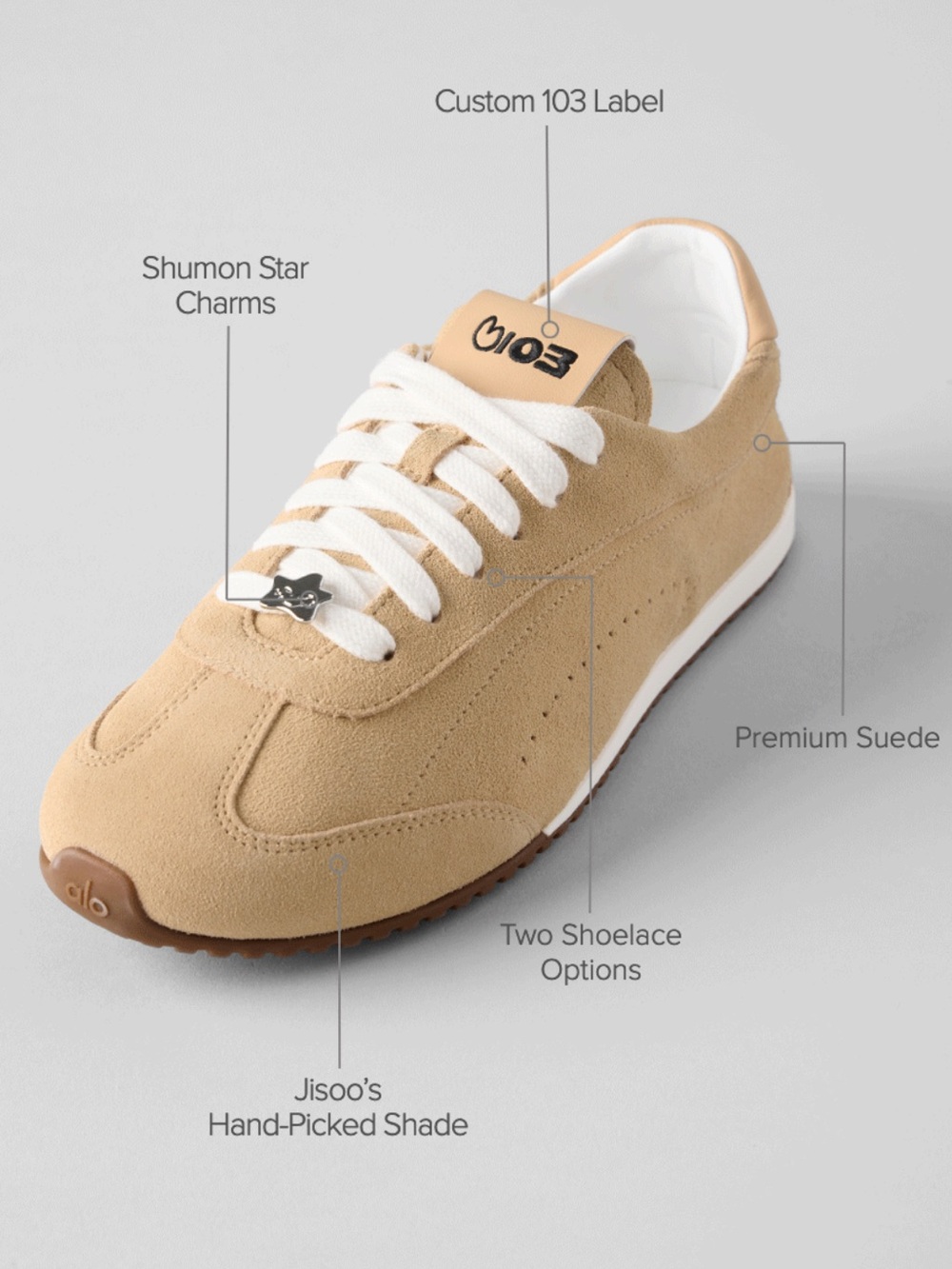 ALO Yoga Sunset Sneaker+jisoo+caramel cream